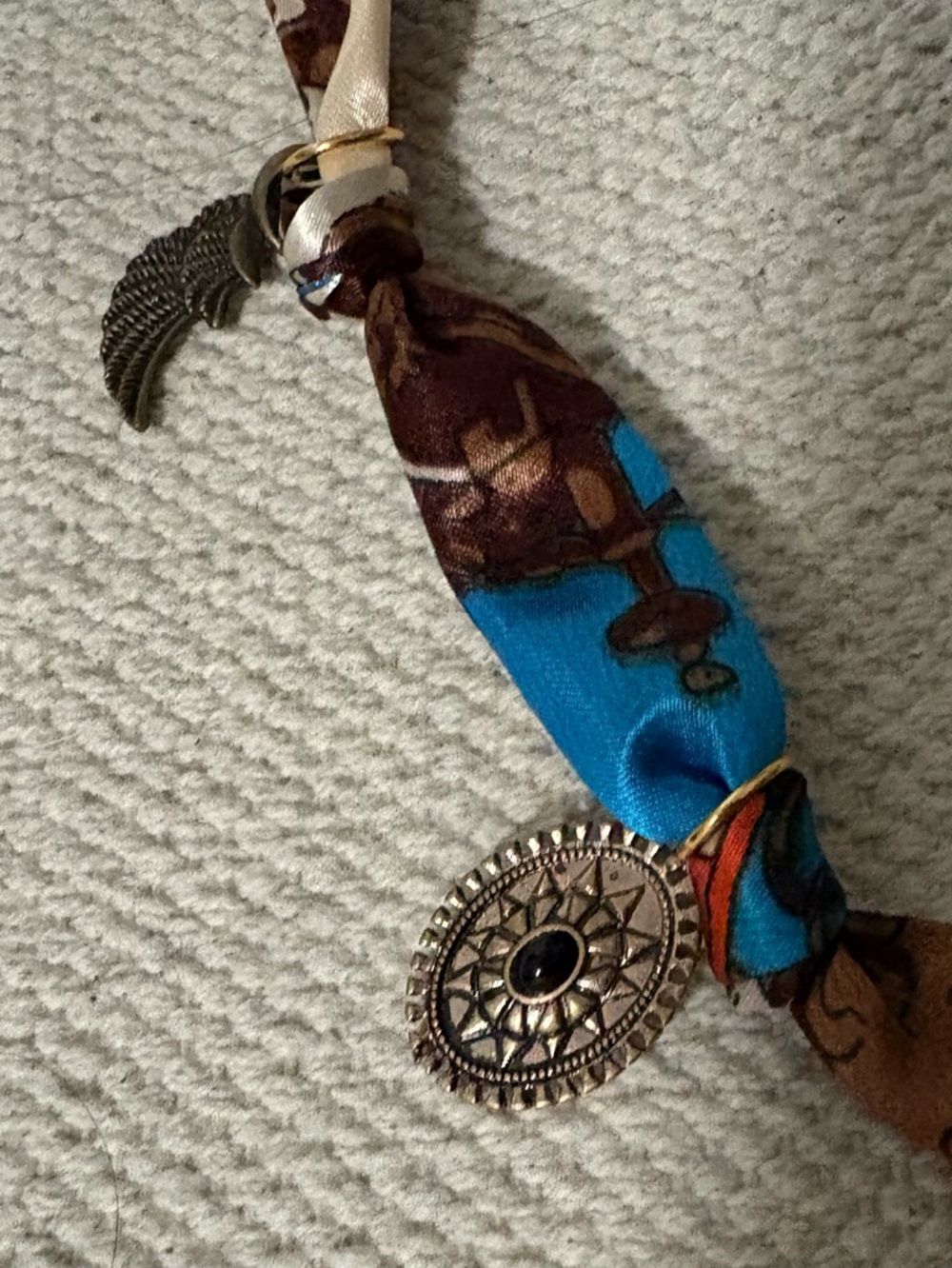 Cactus Cutie- Handmade Boho Silk twilly scarf charm necklace - Picture 7 of 8